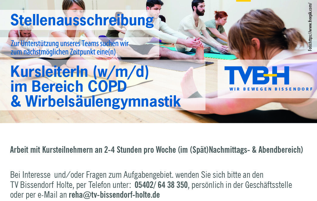 Wir suchen eine(n) KursleiterIn (w/m/d) im Bereich COPD & Wirbelsäulengymnastik!